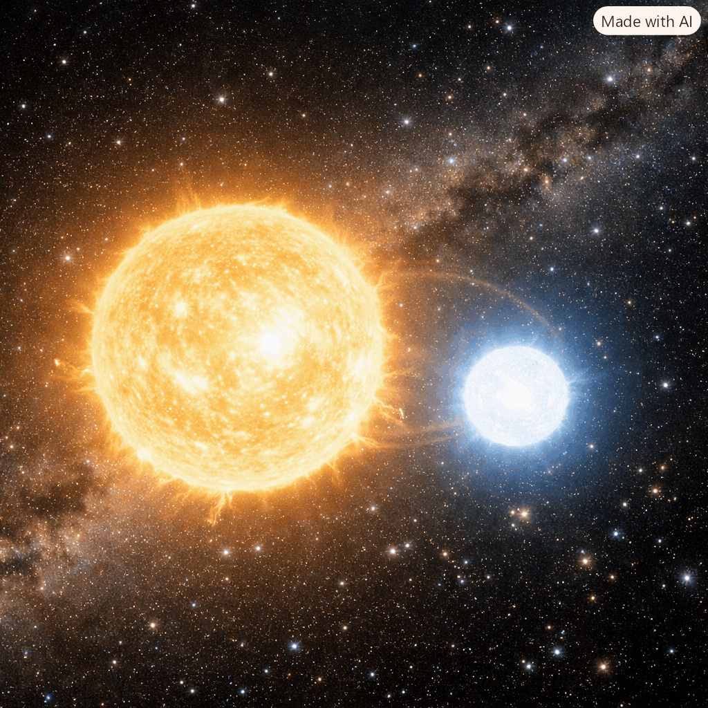 Image générée par IA montrant une étoile double